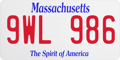 MA license plate 9WL986