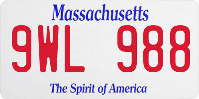 MA license plate 9WL988