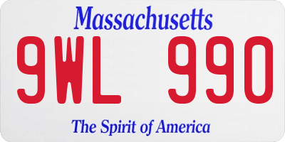 MA license plate 9WL990