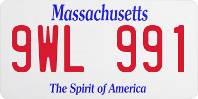 MA license plate 9WL991