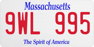MA license plate 9WL995