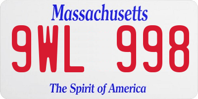 MA license plate 9WL998