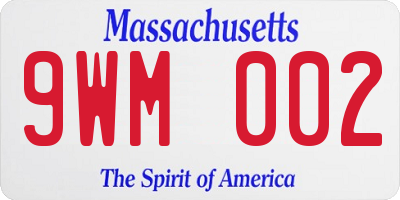 MA license plate 9WM002