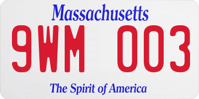 MA license plate 9WM003