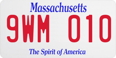 MA license plate 9WM010
