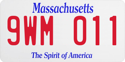 MA license plate 9WM011