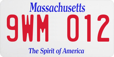 MA license plate 9WM012