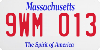 MA license plate 9WM013