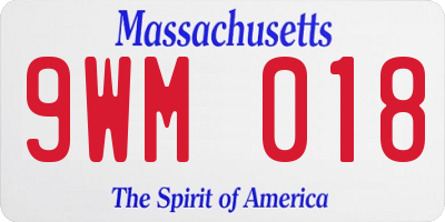 MA license plate 9WM018