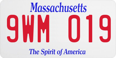MA license plate 9WM019