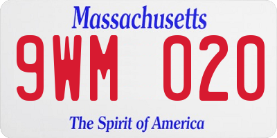 MA license plate 9WM020