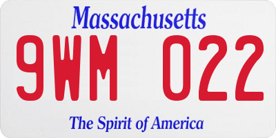 MA license plate 9WM022