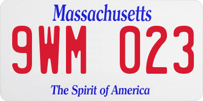 MA license plate 9WM023