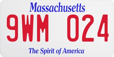 MA license plate 9WM024