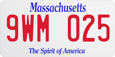 MA license plate 9WM025
