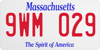MA license plate 9WM029