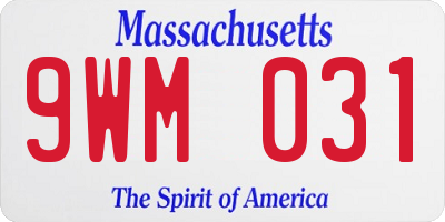 MA license plate 9WM031