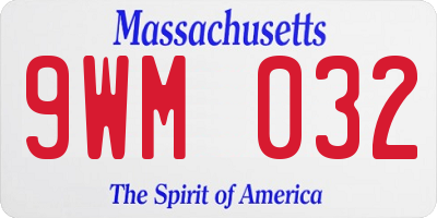 MA license plate 9WM032