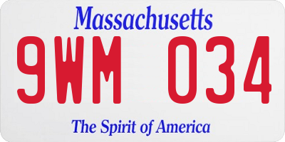 MA license plate 9WM034