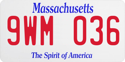 MA license plate 9WM036