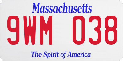 MA license plate 9WM038