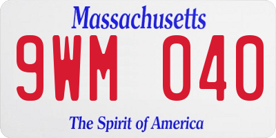 MA license plate 9WM040