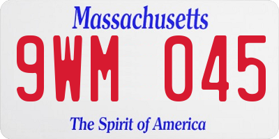 MA license plate 9WM045