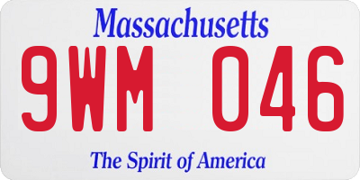 MA license plate 9WM046