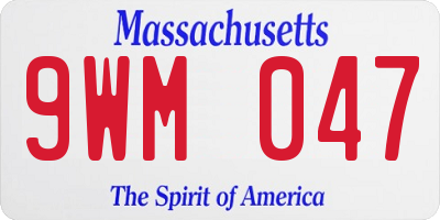 MA license plate 9WM047