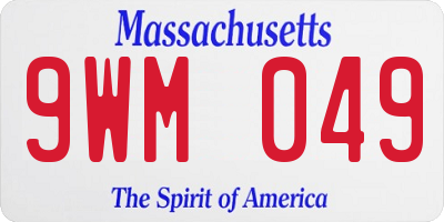 MA license plate 9WM049