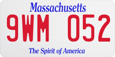 MA license plate 9WM052