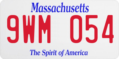 MA license plate 9WM054