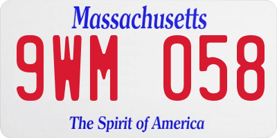 MA license plate 9WM058