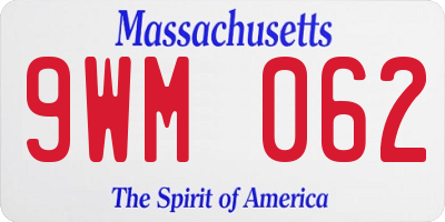 MA license plate 9WM062