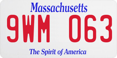 MA license plate 9WM063