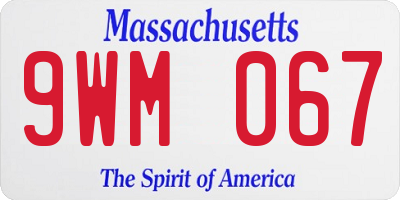 MA license plate 9WM067