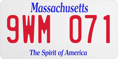 MA license plate 9WM071