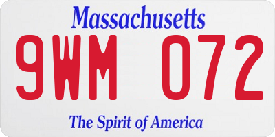 MA license plate 9WM072