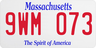 MA license plate 9WM073