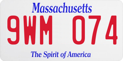 MA license plate 9WM074