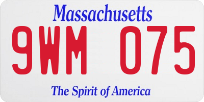 MA license plate 9WM075