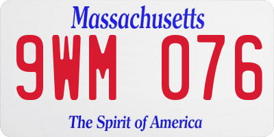 MA license plate 9WM076
