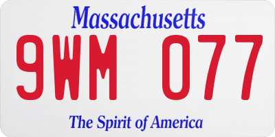 MA license plate 9WM077