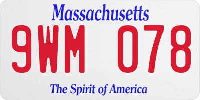MA license plate 9WM078