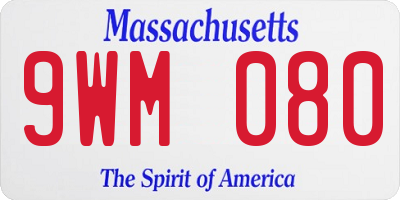 MA license plate 9WM080