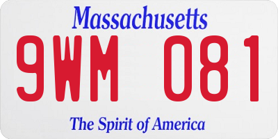MA license plate 9WM081