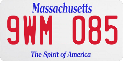 MA license plate 9WM085