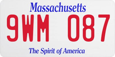 MA license plate 9WM087