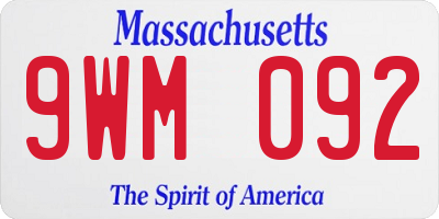 MA license plate 9WM092