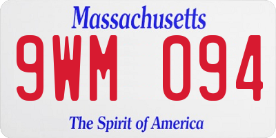 MA license plate 9WM094